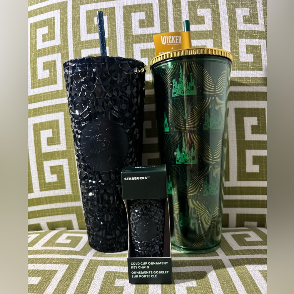 NEW! Wicked x Starbucks Green Gold Emerald City & Navy Gemstone Cold Cup Tumbler